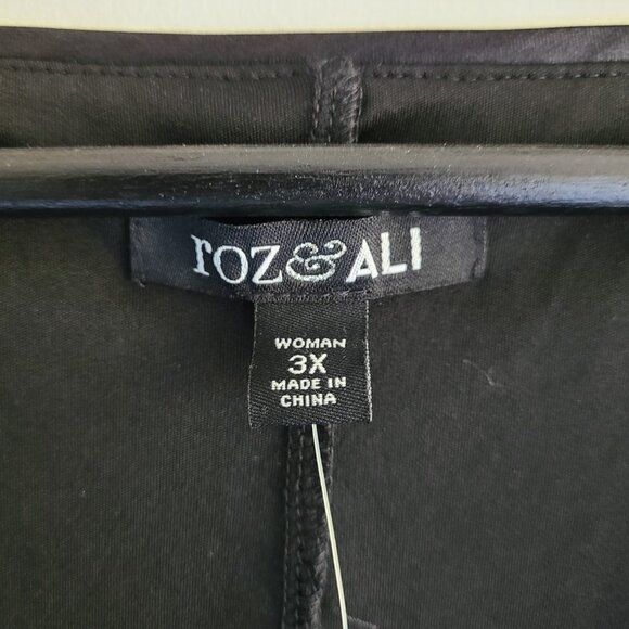 Roz & Ali Sequin Blouse 3X Black Evening Party NYE Pullover V-neck Plus - Picture 7 of 12